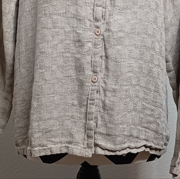 Eileen Fisher Vintage 100% Linen Textured Lagenlook Button Down Front Top - Picture 5 of 14